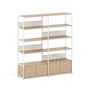 TipToe - Unit Shelving system, H 180 x 164 cm, incl. 2 doors, oak / cream white