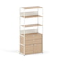 TipToe - Unit Shelving system, H 180 x 84 cm, incl. 1 door and 1 drawer, oak / cream white