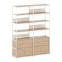 TipToe - Unit Shelving system, H 215 x 164 cm, incl. 2 doors and 2 drawers, oak / cream white