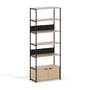 TipToe - Unit Shelving system, H 215 x 84 cm, incl. 1 door, oak / graphite black