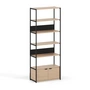 TipToe - Unit Shelving system, H 215 x 84 cm, incl. 1 door, oak / graphite black
