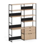 TipToe - Unit Desk system, H 215 x 164 cm, incl. door and drawer, oak / graphite black