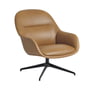 Muuto - Fiber Lounge Armchair Swivel Base, black / Refine Leather Cognac