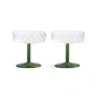 & klevering - Coupe Twirl champagne glass, dark green (set of 2)