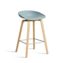 HAY - About A Stool AAS32 H 65 cm, lacquered oak / stainless steel / dusty blue 2. 0 (plastic glides)