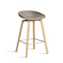 HAY - About A Stool AAS 32 H 65 cm, lacquered oak / stainless steel / khaki 2. 0 (plastic glides)
