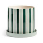 & klevering - Clash flower pot with saucer, stripe, Ø 23.5 x 21 cm, green / white