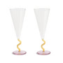 & klevering - Flute champagne glass curve, 0.18 l, caramel (set of 2)