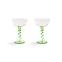 & klevering - Coupe Spiral champagne glass, 0.2 l, green (set of 2)