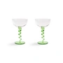 & klevering - Coupe Spiral champagne glass, 0.2 l, green (set of 2)