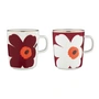 Marimekko - Oiva Juhla Unikko mug with handle, 250 ml, white / burgundy / gold (set of 2)
