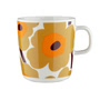 Marimekko - Oiva Unikko Mug with handle, 400 ml, white / caramel / warm orange