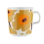 Marimekko - Oiva Unikko Mug with handle, 400 ml, white / caramel / warm orange