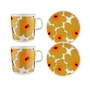 Marimekko - Oiva Unikko Breakfast set, caramel / cream / warm orange (4 pcs.)