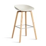 HAY - About A Stool AAS 32 H 75 cm, lacquered oak / stainless steel / melange cream 2. 0 (plastic glides)