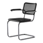 Thonet - JS. THONET a personal Interpretation by Jil Sander S 64 V Serious Armchair, Glossy Titan / beech high-gloss graphite black / wickerwork with plastic support fabric