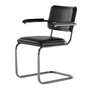 Thonet - JS. THONET a personal Interpretation by Jil Sander S 64 V Serious Armchair, Glossy Titan / beech high-gloss graphite black / leather graphite black