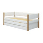 Flexa - Nor Bed with pull-out bed, 2 drawers and fall-out protection, 90 x 200 cm, natural oak / white