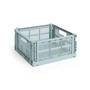 HAY - Colour Crate Square M basket, 29.5 x 29.5 cm, dusty blue, recycled