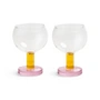 & klevering - Cantine coupe glass, 200 ml, pink / yellow (set of 2)