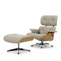Vitra - Lounge Chair & Ottoman, polished, natural chestnut, Nubia, cream / pearl (new dimensions)