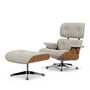 Vitra - Lounge Chair & Ottoman, polished, natural cherry, Premium F leather, snow (new dimensions)