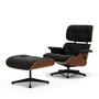 Vitra - Lounge Chair & Ottoman, black / polished, natural walnut, Premium F leather, nero (new dimensions)