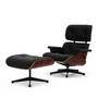 Vitra - Lounge Chair & Ottoman, black / polished, Santos rosewood, Premium F leather, nero (new dimensions)