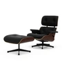 Vitra - Lounge Chair & Ottoman, black, dark walnut, Premium F leather, nero (new dimensions)