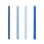 HAY - Square Stick candles H 24 cm, blue / bordeaux (set of 4)