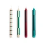 HAY - Pattern Stick candles, H 24 cm, green / bordeaux (set of 4)