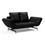 Innovation Living - Ghia Laser Sofa bed, 2-seater, black leather (Mix 550 Faunal )