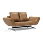 Innovation Living - Ghia sofa bed, 2-seater, chrome / light brown (Mix 551 Brown Faunal )