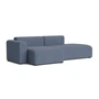 HAY - Mags Sofa 2.5 seater with low armrest left, combination 3, blue ( Linara 198) (felt glides)