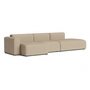 HAY - Mags Sofa 3 seater with low armrest left, combination 4, warm grey ( Maglia ) (felt glides)