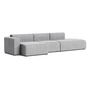 HAY - Mags Sofa 3 seater with low armrest left, combination 4, light gray ( Hallingdal 130) (felt glides)