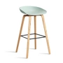 HAY - About A Stool AAS 32 H 75 cm, lacquered oak / black steel / dusty mint 2. 0 (plastic glides)