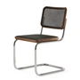 Thonet - S 32 V chair, chrome / walnut / wickerwork with dark melange plastic support fabric