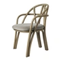 Gubi - Bistra armchair, rattan stained olive / Fustagno (003) (plastic glides)