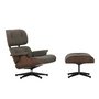 Vitra - Lounge Chair & Ottoman, black / polished, dark walnut, Premium F leather, umbra gray (new dimensions)