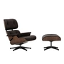 Vitra - Lounge Chair & Ottoman black / polished, dark walnut, Natural F leather, chocolate (new dimensions)