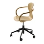 Thonet - S 220 FDRW Swivel chair with castors, clear lacquered oak/ black aluminum frame