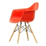 Vitra - Eames Plastic Armchair DAW RE, maple yellowish / poppy red (felt glides basic dark)