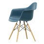 Vitra - Eames Plastic Armchair DAW RE, honey-colored ash / sea blue (basic dark felt glides)
