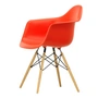 Vitra - Eames Plastic Armchair DAW RE, honey-colored ash / poppy red (felt glides basic dark)