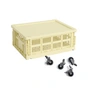 HAY - Colour Crate Basket M with lid and castors, light yellow, recycled