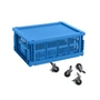 HAY - Colour Crate Basket M with lid and castors, electric blue, recycled
