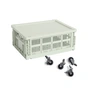 HAY - Colour Crate Basket M with lid and castors, mint, recycled