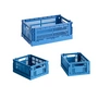 HAY - Colour Crate Basket S + Mini, electric blue, recycled (set of 3)