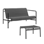 HAY - Palissade lounge sofa with quilted cushion + ottoman, anthracite